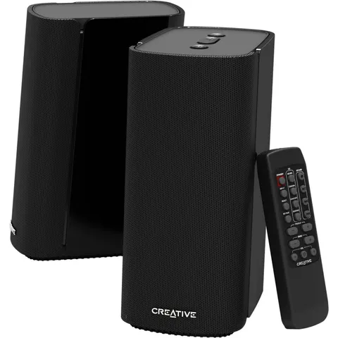 Creative T100 - 2.0 compacte HiFi-desktopluidsprekers, maximaal 80W piekvermogen, Bluetooth 5.0, optische ingang, AUX-in, Wide SoundStage met basregeling voor c – afbeelding 2