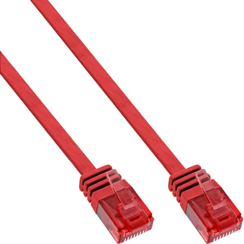 InLine® Patchkabel plat, U/UTP, Cat.6, rood, 10m – afbeelding 2