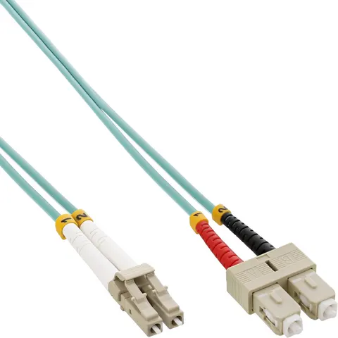 LC - SC Duplex Optical Fiber Patch kabel - Multi Mode OM3 - turquoise / LSZH - 7 meter – afbeelding 2