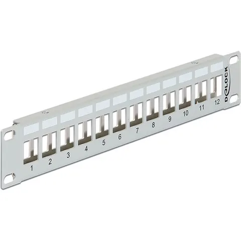 Premium 10'' Patch Panel voor 12 Keystone modules / grijs – afbeelding 2