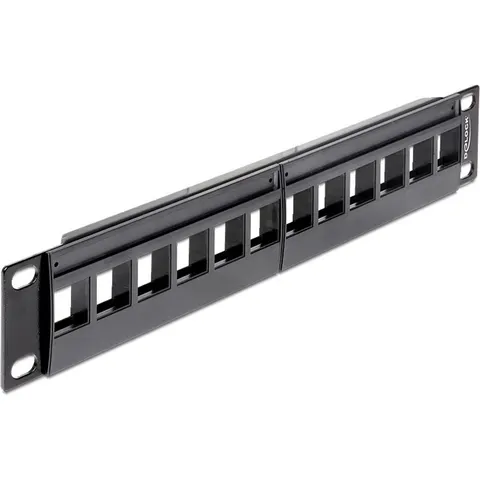 10'' Patch Panel voor 12 Keystone modules / zwart – afbeelding 2
