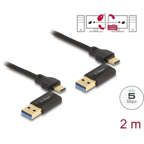 Delock USB Type-C™ 5 Gbps Data Link Cable + KM Switch 2 m – afbeelding 2