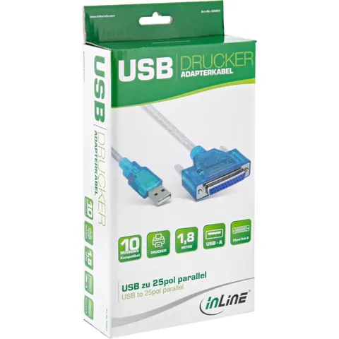 InLine® USB naar 25-pin parallelle adapterkabel, 1,8m – afbeelding 2