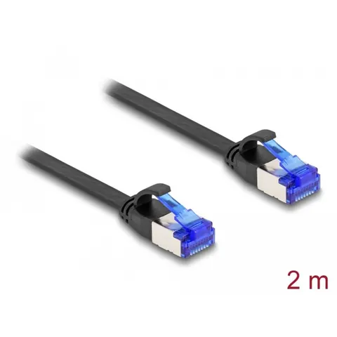 Delock RJ45 Flat Patch Cable plug to plug Cat.6A flexible 2 m black – afbeelding 2