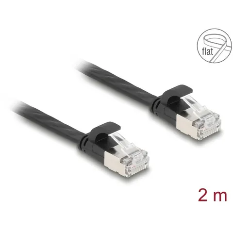 Delock RJ45 Flat Patch Cable plug to plug Cat.6A 2 m black – afbeelding 2