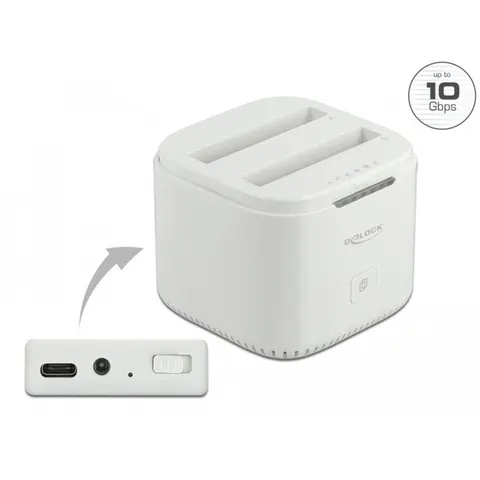 Delock USB Type-C™ 3.2 Docking Station for 2 x 2.5″ SATA HDD / SSD with Clone Function – afbeelding 2