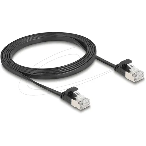 Delock RJ45 Flat Patch Cable plug to plug Cat.6A 1.5 m black – afbeelding 2