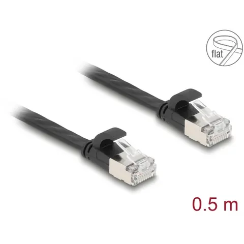 Delock RJ45 Flat Patch Cable plug to plug Cat.6A 0.5 m black – afbeelding 2