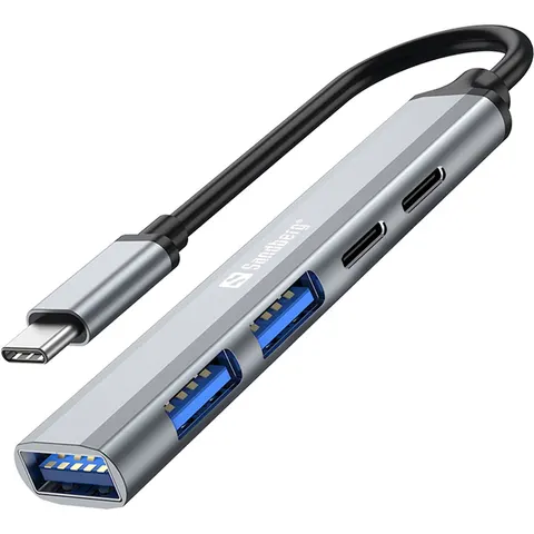 Sandberg - 336-50 interface hub - USB - Type-C - 5000 Mbit/s - Grijs – afbeelding 2