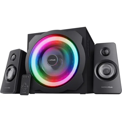 Systeme enceintes PC TRUST 2.1 RGB avec caisson et telecommande – image 2