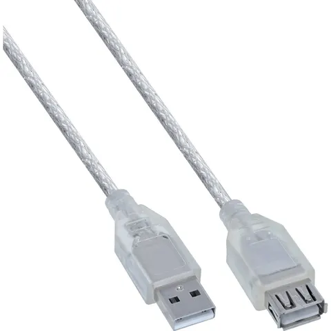 InLine® USB 2.0 verlengkabel, man/vrouw, type A, transparant, 2m – afbeelding 2