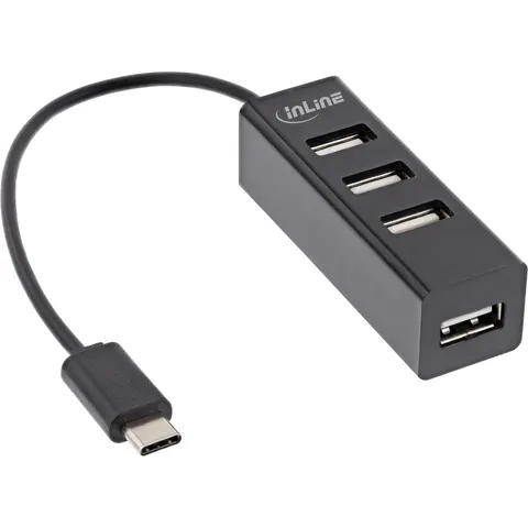 InLine USB hub (USB-C) | 4x USB-A | USB2.0 | compact | 0,15 meter – afbeelding 2
