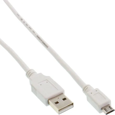 InLine 2m USB 2.0 A-microB m/m USB-kabel USB A Micro-USB B Wit – afbeelding 2