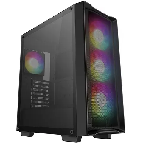 DeepCool CC560 MESH V2 Mid-Tower ATX PC Case, High Airflow Mesh Front Panel, 4x Pre-Installed 120mm ARGB Fans, Tempered Glass Side Panel, Black – afbeelding 2
