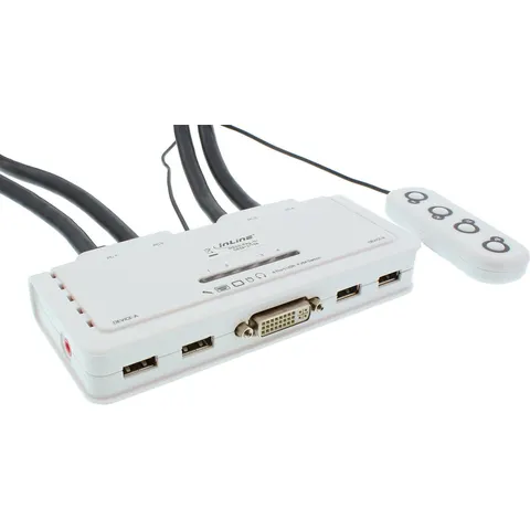 InLine® 4-Poorts Kabel KVM Switch, DVI-D, USB, met audio – afbeelding 2