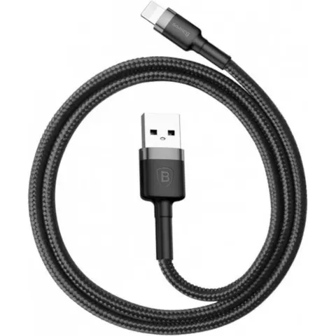 Baseus Geweven Nylon USB naar Lightning Kabel 1M - Grijs – afbeelding 2
