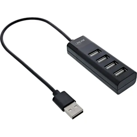 InLine USB hub (USB-A) | 4x USB-A | USB2.0 | compact | 0,30 meter – afbeelding 2