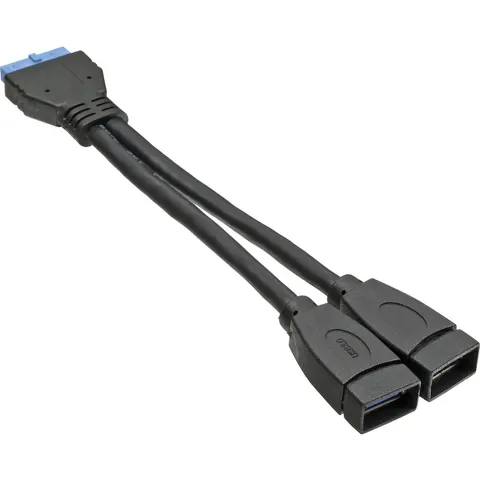 Pin Header adapter USB3.0 (v) - 2x USB-A (v) - 0,15 meter – afbeelding 2