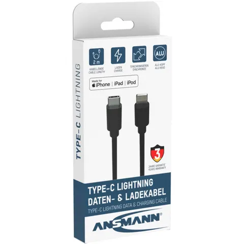 Ansmann Type C / Lightning USB data- en laadkabel 200 cm – afbeelding 2