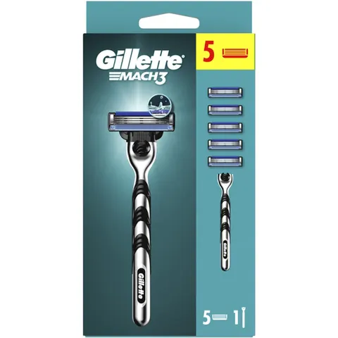 Gillette Mach3 houder + scheermesjes - 5 mesjes – afbeelding 3