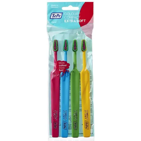 TePe Colour Compact Extra Soft Tandenborstel 4 st – afbeelding 3