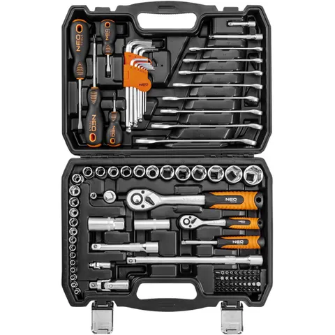 NEO TOOLS Dopsleutelset 100-delig 1/4" & 1/2" – afbeelding 2