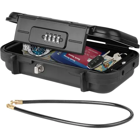 Draagbare waterdichte kluis met code en kabel – afbeelding 2
