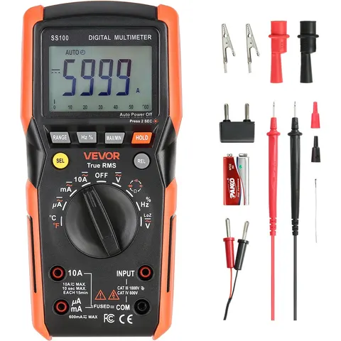 VEVOR Digitale Multimeter, 6000-Count TRMS DC/AC Voltmeter Stroomtester, Auto-Ranging Multimeter voor Stroom Spanning Weerstand Capaciteit Temperatuur Diodes Do – afbeelding 2