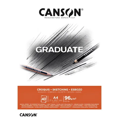 Schetspapier canson graduate sketch 96gr a4 wit – afbeelding 2