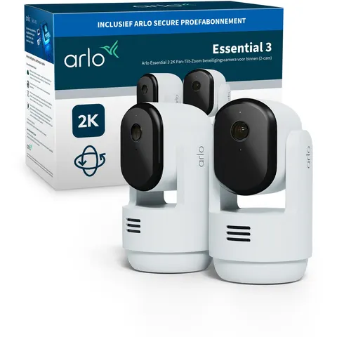 Pack 2 Caméras Arlo Essential3 2K PTZ intérieures blanches – image 2