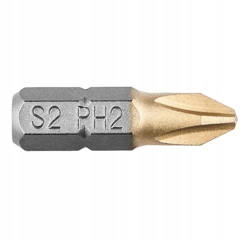 2x PH2 Schroefbits 25mm S2 TiN 1/4" HEX – afbeelding 2