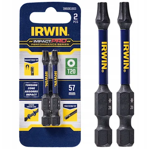 IRWIN Impact Pro Torx T20 Schroefbits 57mm 2 Stuks – afbeelding 2