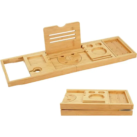 Badplank bamboe - uitschuifbaar 70-105 cm - inklapbaar – afbeelding 2