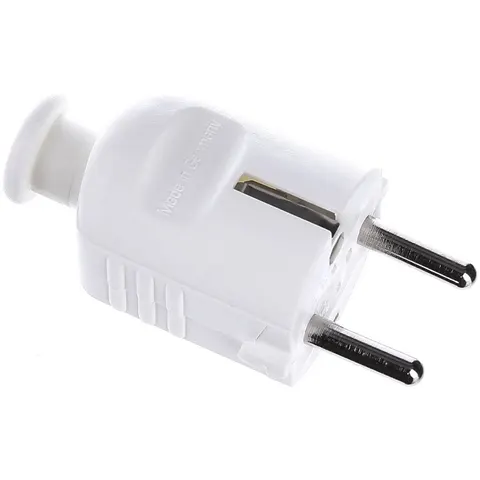 Bachmann CEE 7/7 geaarde stroomstekker | recht | wit – afbeelding 2