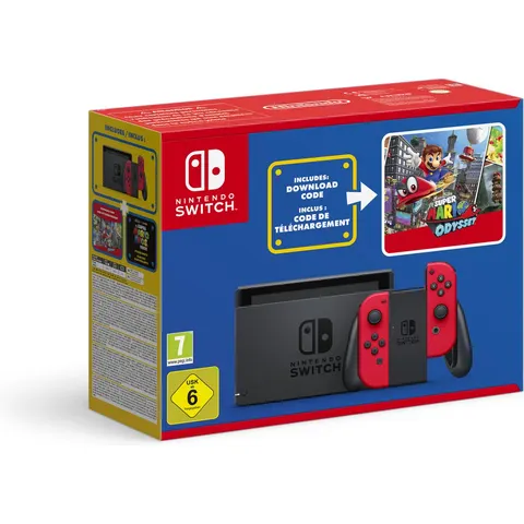 Nintendo Switch Console - Rood - Inclusief Super Mario Odyssey Game - Downloadcode – afbeelding 2