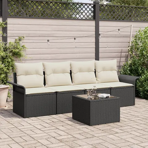vidaXL Ensemble de Canapés 5 pc Noir polyrotin – 948137 – image 3