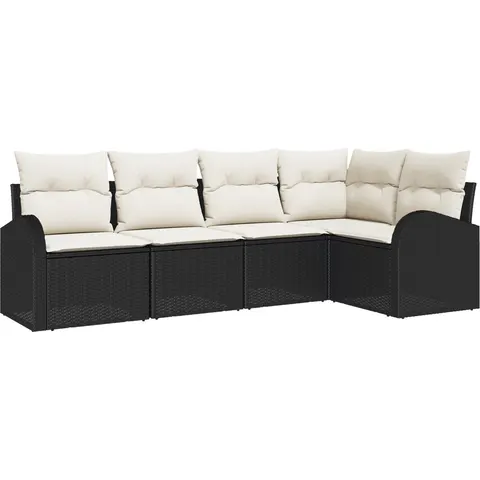 vidaXL Ensemble de Canapés 5 pc Noir Polyester – image 2