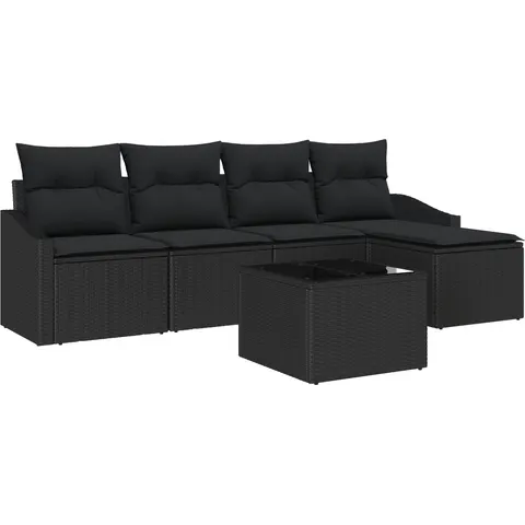 vidaXL Ensemble de Canapés 6 pc Noir polyrotin – 356338 – image 3