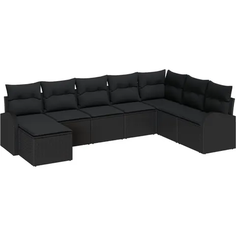 vidaXL Ensemble de Canapés 8 pc Noir polyrotin – 351036 – image 3