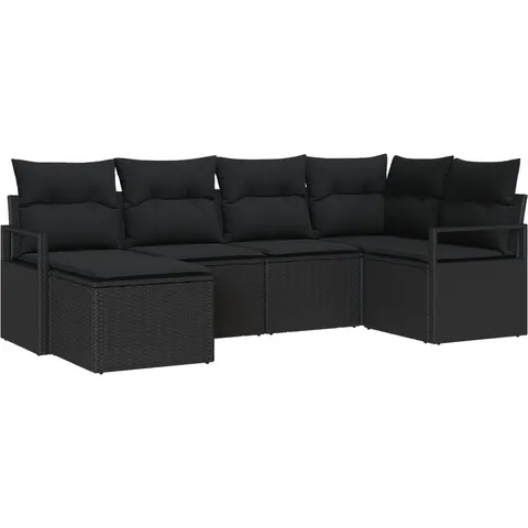 vidaXL Ensemble de Canapés 6 pc Noir polyrotin – 353931 – image 2
