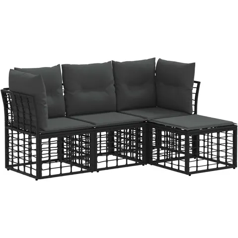 vidaXL Ensemble de canapés d'extérieur Noir Polyester – 555957 – image 2