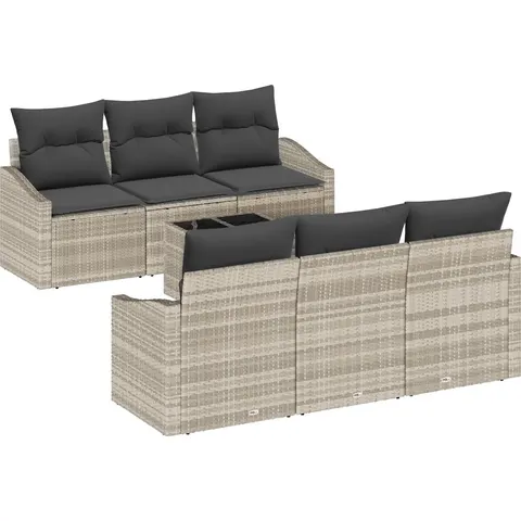 Ensemble de Canapés 7 pc Gris clair polyrotin vidaXL – 961983 – image 3