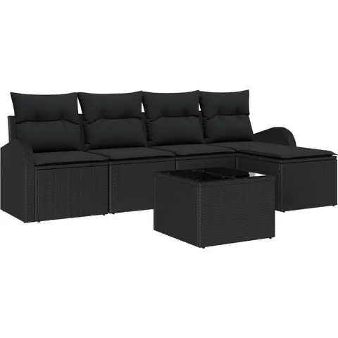 vidaXL Ensemble de Canapés 6 pc Noir polyrotin – 349538 – image 2