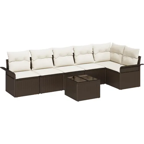 vidaXL Ensemble de canapé de jardin 7 pc Marron polyrotin – 949745 – image 2