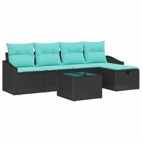vidaXL Ensemble de Canapés 6 pc Noir polyrotin – 394781 – image 2