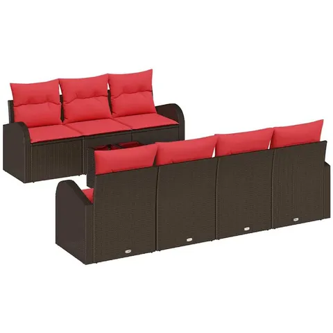 vidaXL Ensemble de Canapés 8 pc 7 place Marron et rouge Polyester – image 3