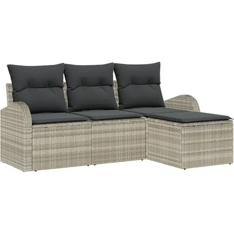 vidaXL Ensemble de Canapés 4 pc Gris clair polyrotin – 349323 – image 3