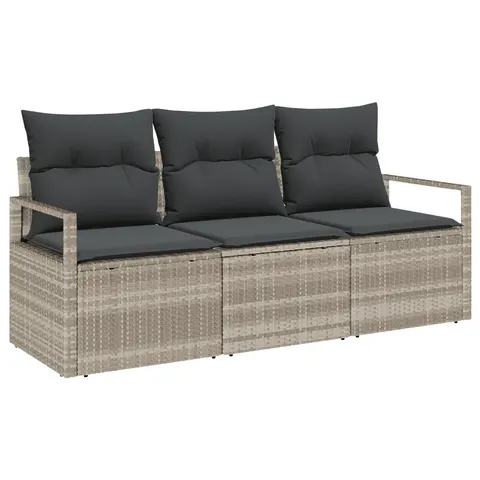 vidaXL Ensemble de Canapés 3 pc Gris clair polyrotin – image 2