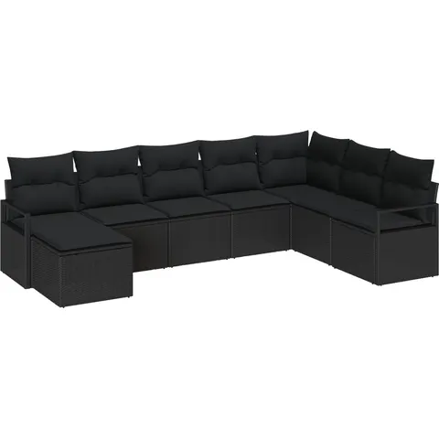vidaXL Ensemble de Canapés 8 pc Noir polyrotin – 354433 – image 2