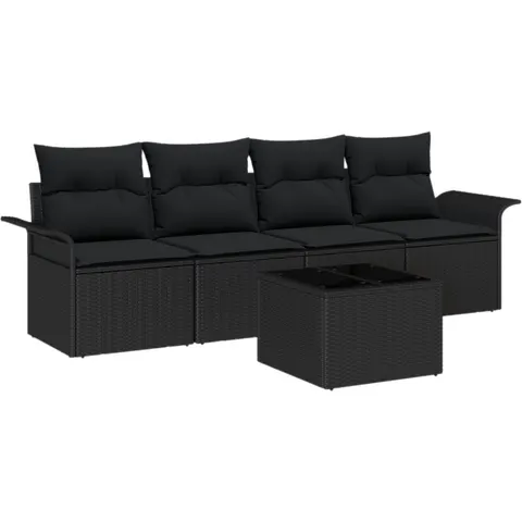 vidaXL Ensemble de Canapés 5 pc Noir polyrotin – 948199 – image 2